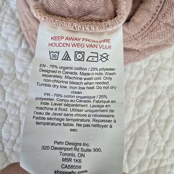 Pehr One Piece Quilted Cozy Romper - Pale Pink 6-12 Months - Picture 8 of 8